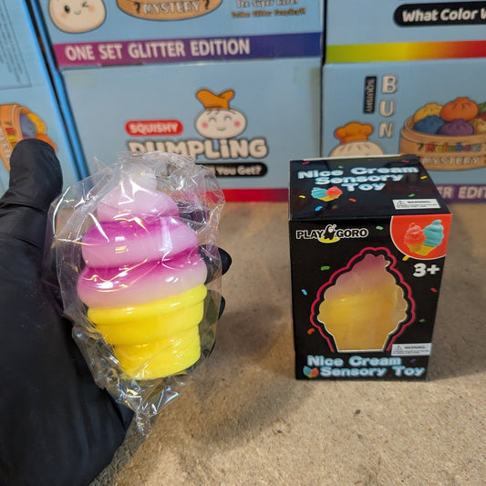 Magenta and White Swirl Ice Cream Cone Squishy (Gelatin Squish) - DelsBricks Toys & CollectiblesDelsBricks Toys & CollectiblesRalphie's Funhouse