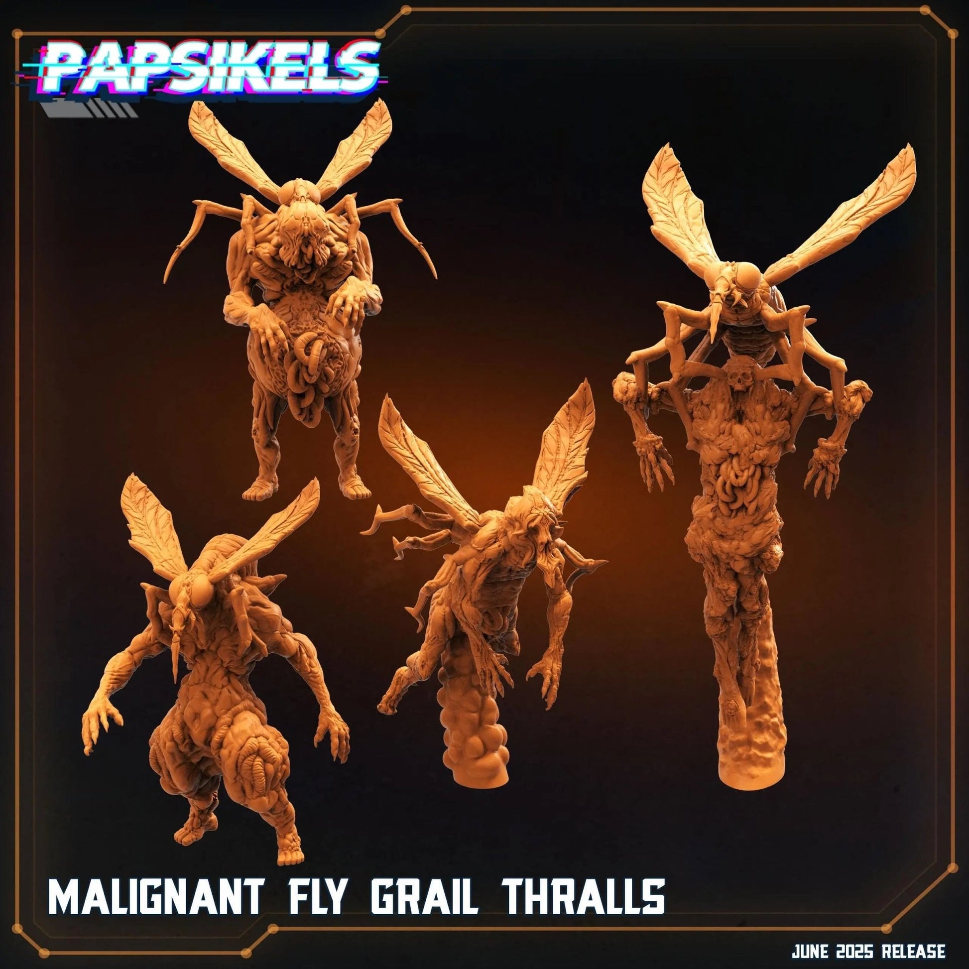 Malignant Fly Grail Thralls by Papsikels Miniature, 4 Figures, 28/32mm Scale, War Gaming, Proxy for Trench Crusade - DelsBricks Toys & CollectiblesResin Printed MiniatureDelsBricks Toys & CollectiblesMega Diamonds & Schwartzreiter Mini Forge