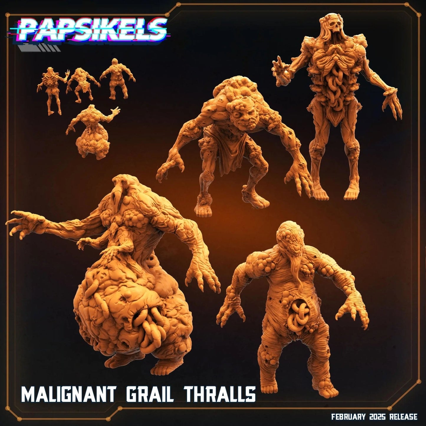 Malignant Grail Thralls by Papsikels Miniature, 4 Figures, 32mm Scale, War Gaming, Proxy for Trench Crusade, Warhammer, Nurgle - DelsBricks Toys & CollectiblesResin Printed MiniatureDelsBricks Toys & CollectiblesMega Diamonds & Schwartzreiter Mini Forge