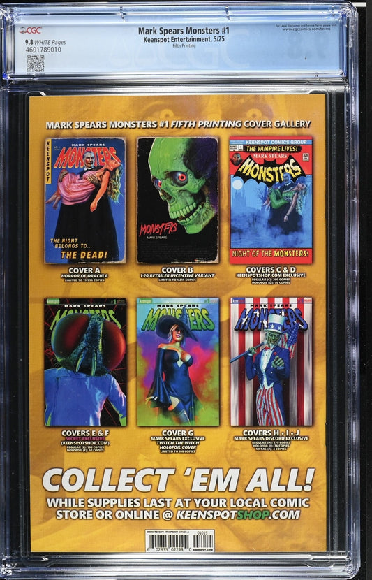 MARK SPEARS MONSTERS 1 5th Print Cvr A Horror of Dracula CGC 9.8 - DelsBricks Toys & CollectiblesCollectibles:Comic Books & Memorabilia:Comics:Comics & Graphic NovelsDelsBricks Toys & Collectibles412 Comics