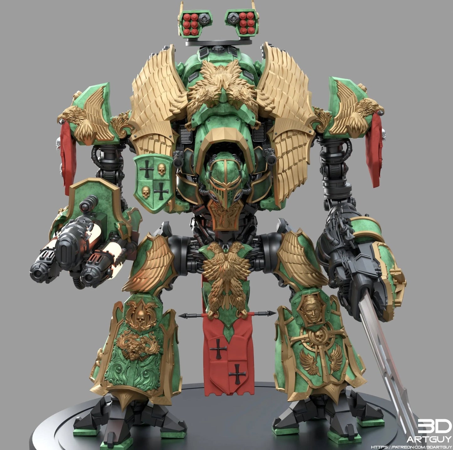 Medieval Mech Knight by 3DArtGuy 32mm scale, 50, 180mm, Miniature War Gaming Figure - DelsBricks Toys & CollectiblesResin Printed MiniatureDelsBricks Toys & CollectiblesMega Diamonds & Schwartzreiter Mini Forge