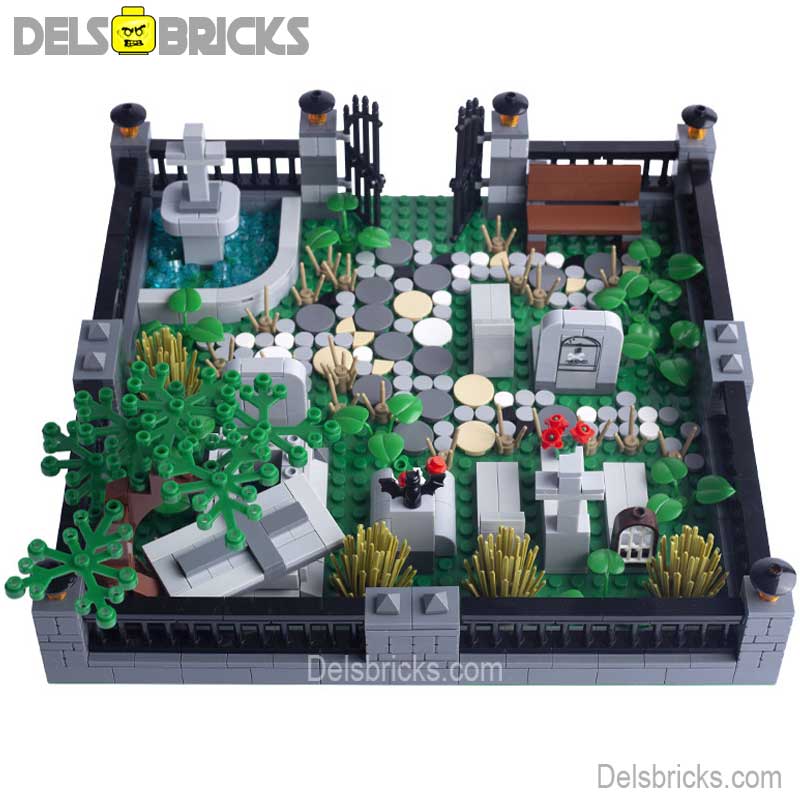 Halloween Cemetary Playset Lego Minifigures Horror Custom Toys