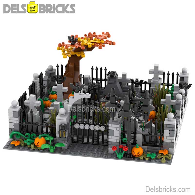 Halloween Cemetary Playset - New Lego Minifigures Horror Custom Toys