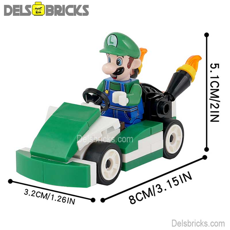 Luigi Kart Super Mario Brothers Lego Minifigures Custom Toys