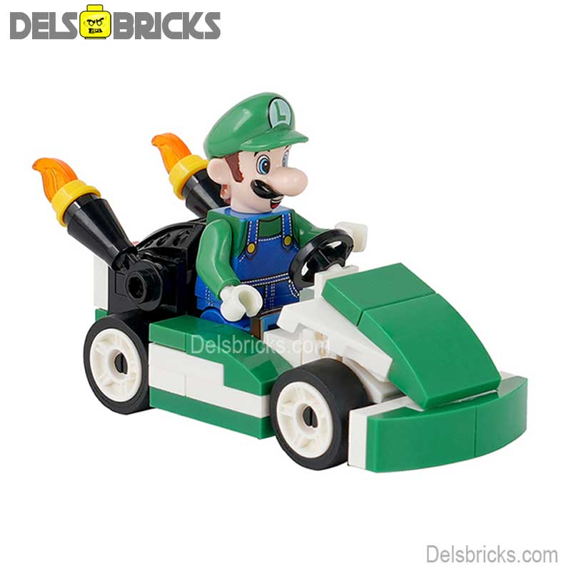 Luigi Kart Super Mario Brothers Lego Minifigures Custom Toys