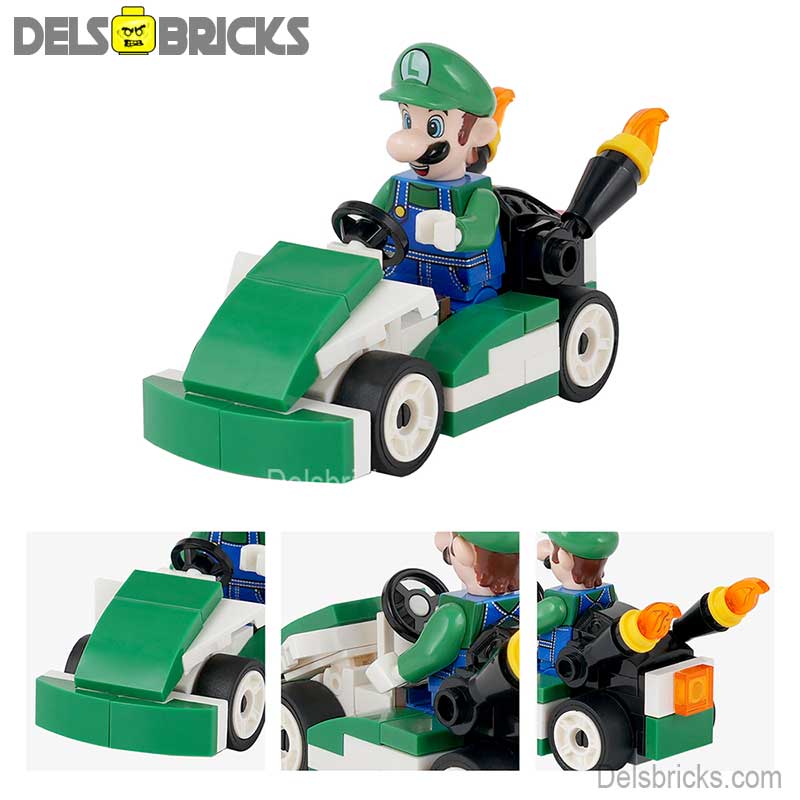 Luigi Kart Super Mario Brothers Lego Minifigures Custom Toys