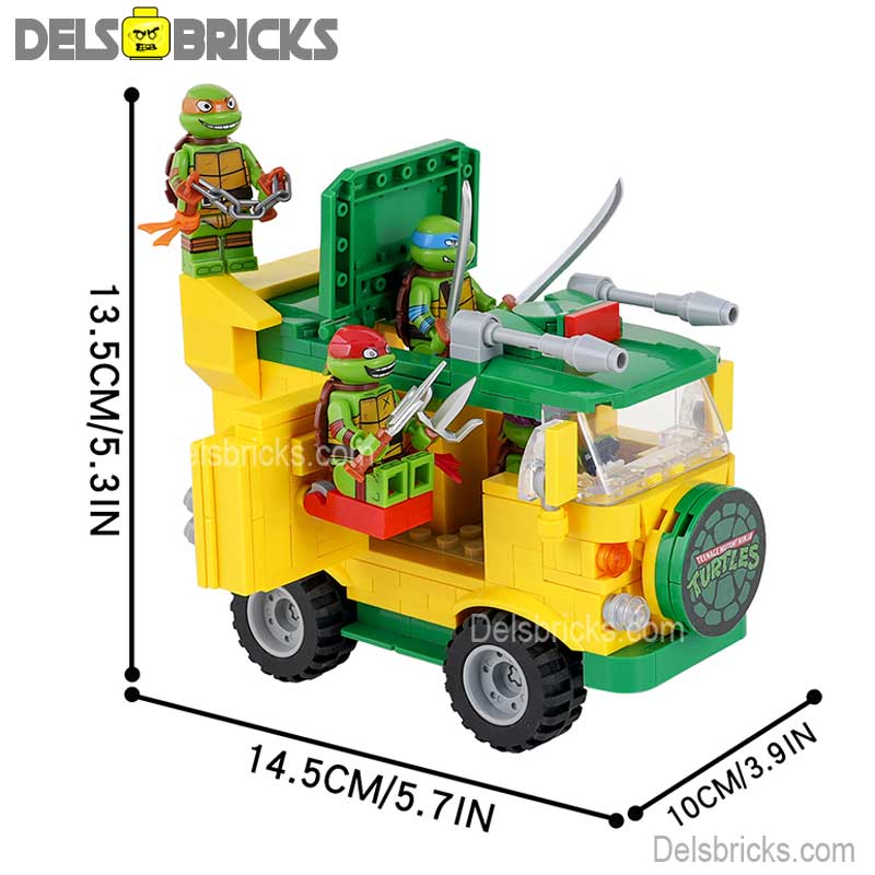 Teenage Mutant Ninja Turtles & Pizza Truck Lego Minifigures Custom Toys