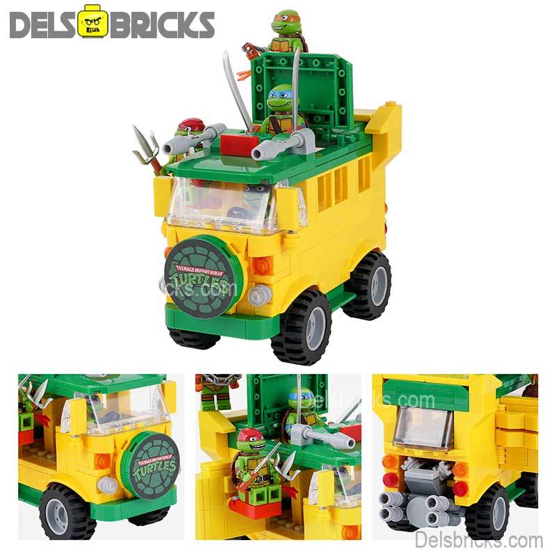 Teenage Mutant Ninja Turtles & Pizza Truck Lego Minifigures Custom Toys