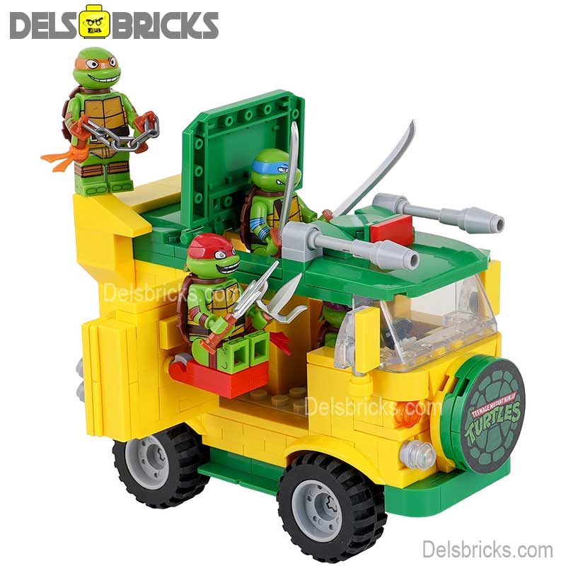 Teenage Mutant Ninja Turtles & Pizza Truck Lego Minifigures Custom Toys