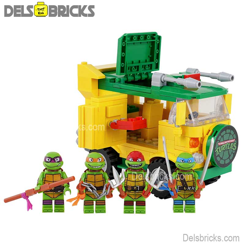 Teenage Mutant Ninja Turtles & Pizza Truck Lego Minifigures Custom Toys