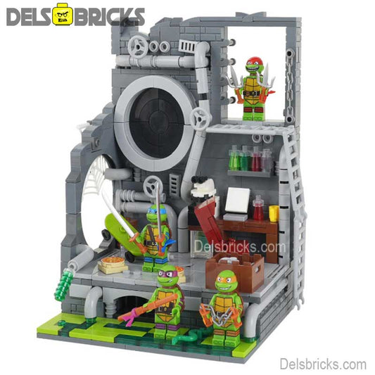 Teenage Mutant Ninja Turtles & sewer Lair Lego Minifigures Custom Toys