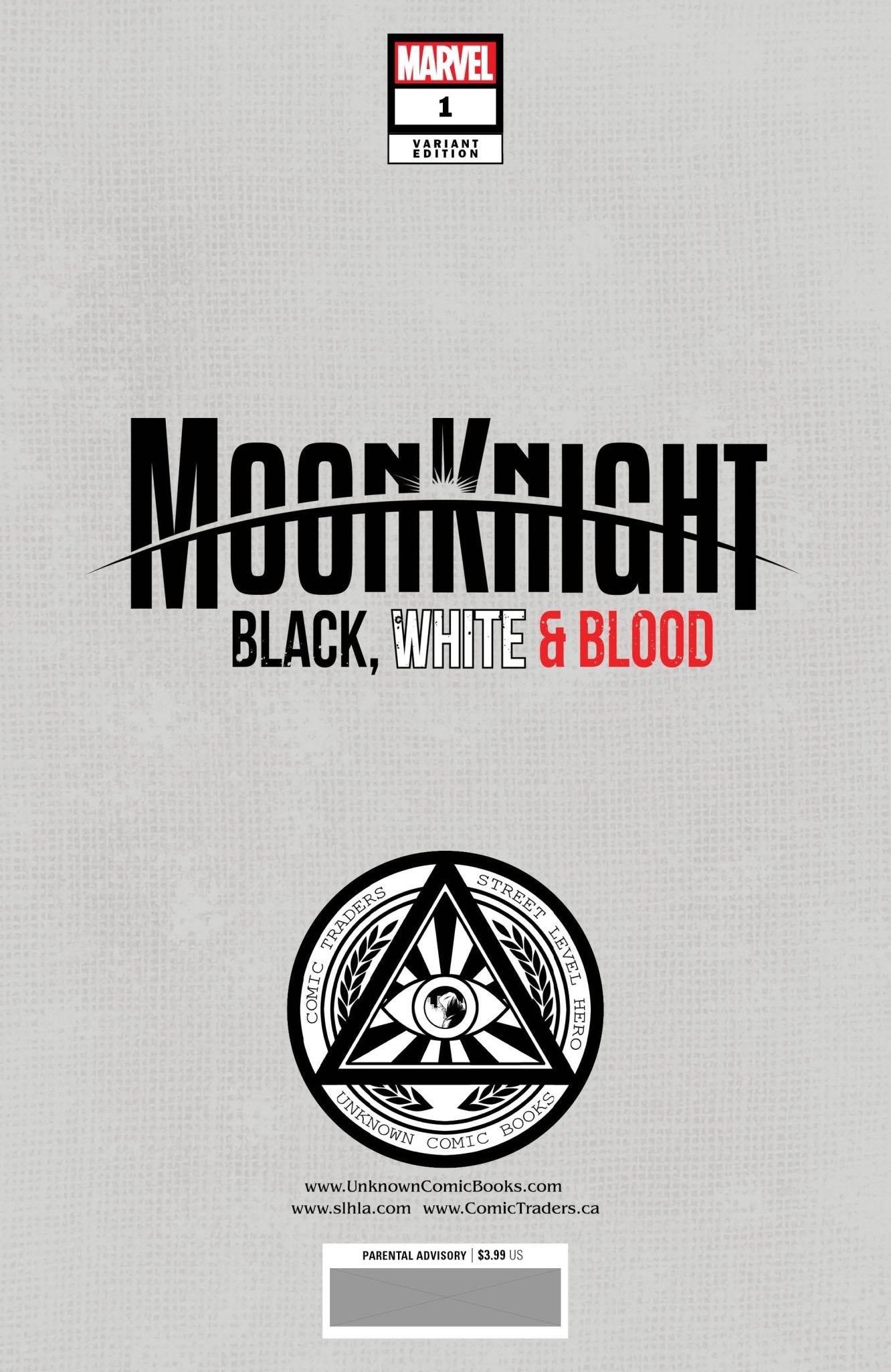 Moon Knight: Black, White & Blood 1 Unknown Comics Creees Exclusive Virgin Var (05/11/2022) - DelsBricks Toys & CollectiblesCOMIC BOOK EXCLUSIVEDelsBricks Toys & CollectiblesUnknown Comic Books