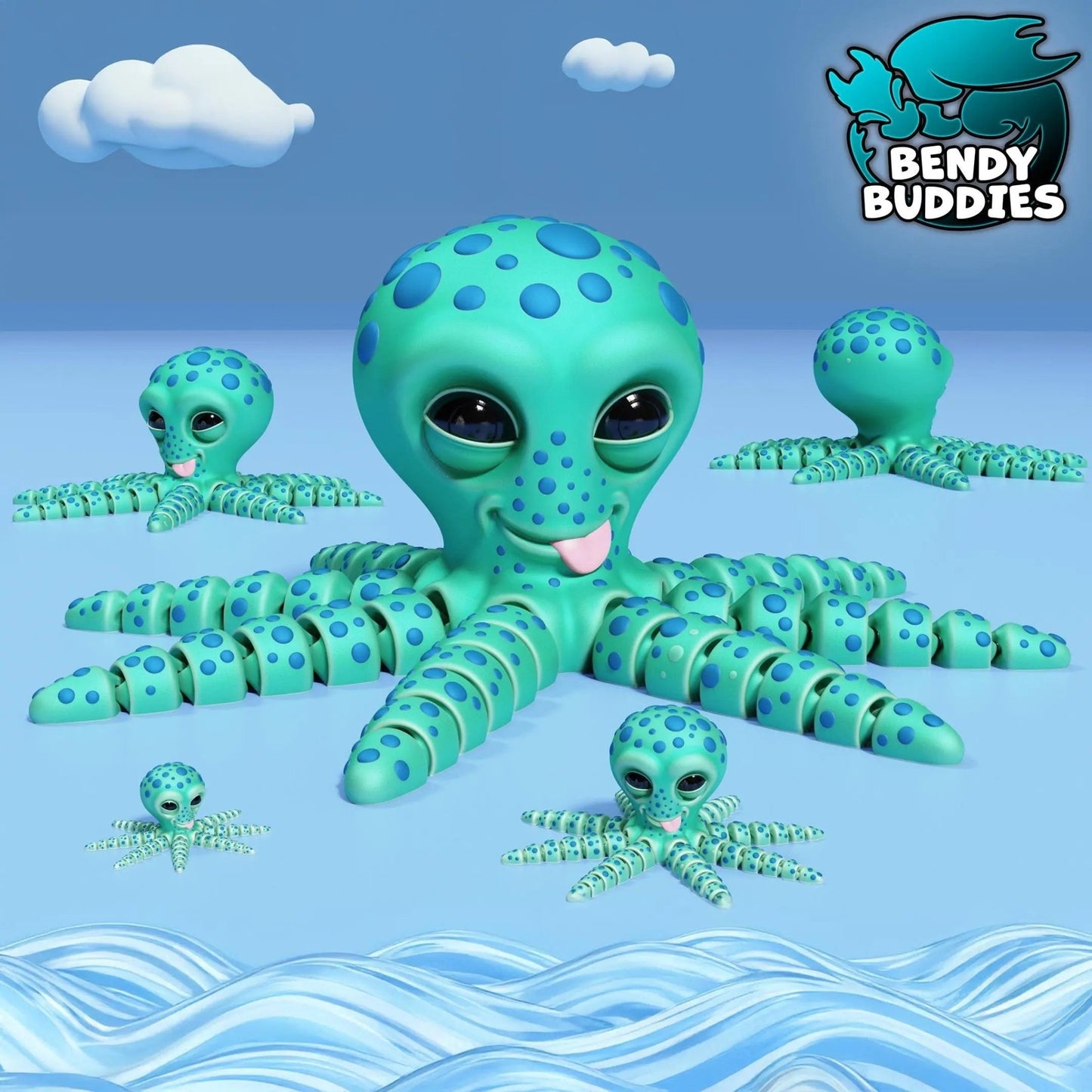 Octopie the Playful Octopus, by BendyBuddies 3D Printed, 4 Color PLA, articulated octopus, fidget, toy - DelsBricks Toys & CollectiblesFDM Articulated ToyDelsBricks Toys & CollectiblesMega Diamonds & Schwartzreiter Mini Forge