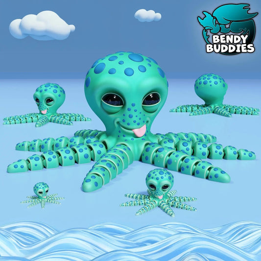 Octopie the Playful Octopus, by BendyBuddies 3D Printed, 4 Color PLA, articulated octopus, fidget, toy - DelsBricks Toys & CollectiblesFDM Articulated ToyDelsBricks Toys & CollectiblesMega Diamonds & Schwartzreiter Mini Forge