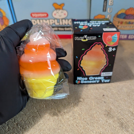 Orange and White Swirl Ice Cream Cone Squishy (Gelatin Squish) - DelsBricks Toys & CollectiblesDelsBricks Toys & CollectiblesRalphie's Funhouse