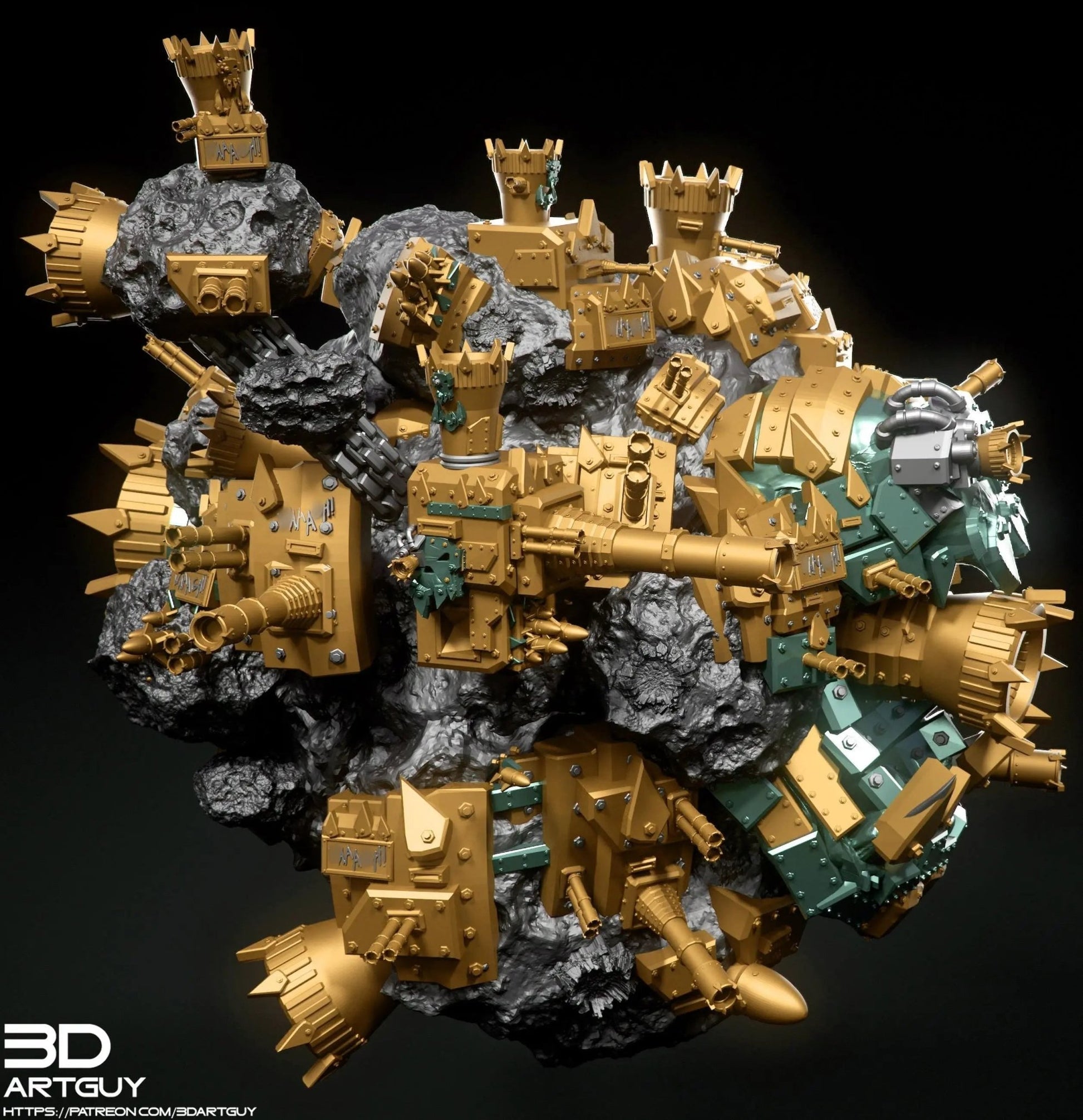 Orc DeathStar (Attack Moon) by 3DArtGuy 32mm scale, 50mm or 100mm, Miniature War Gaming Figure - DelsBricks Toys & CollectiblesResin Printed MiniatureDelsBricks Toys & CollectiblesMega Diamonds & Schwartzreiter Mini Forge