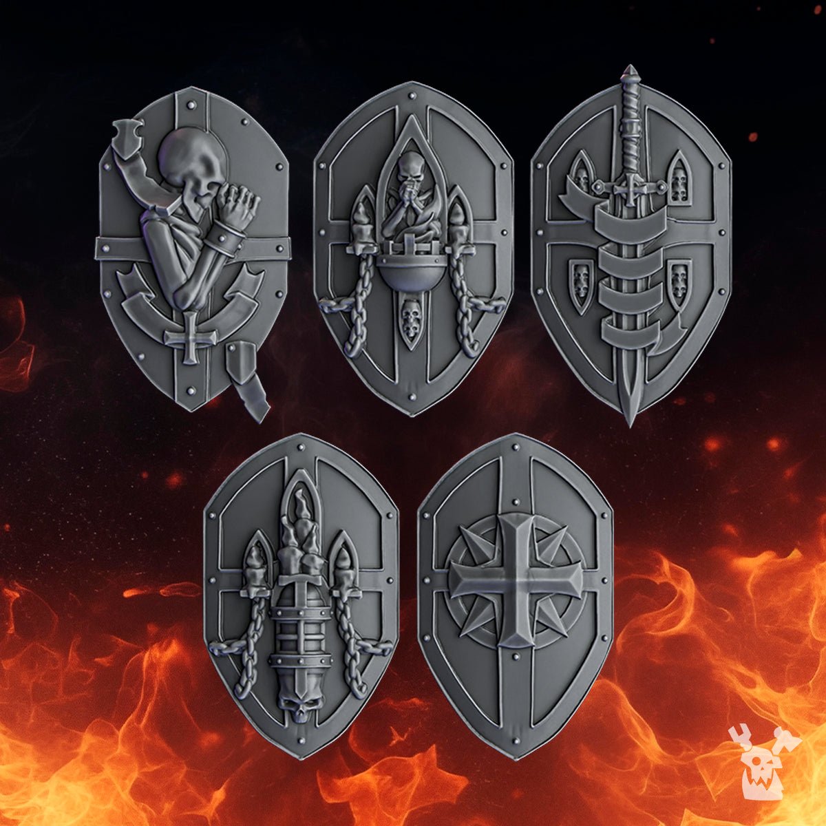 Pactum Aeternum Crusader Shields by DakkaDakkaStore – Resin Printed Grimdark Shield Pack (28/32mm Scale) - DelsBricks Toys & CollectiblesResin Printed MiniatureDelsBricks Toys & CollectiblesMega Diamonds & Schwartzreiter Mini Forge