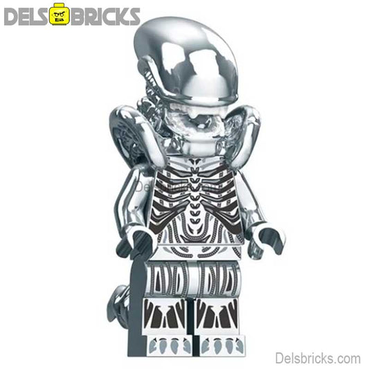 Alien Xenomorph metalic silver Lego Minifigures custom toys