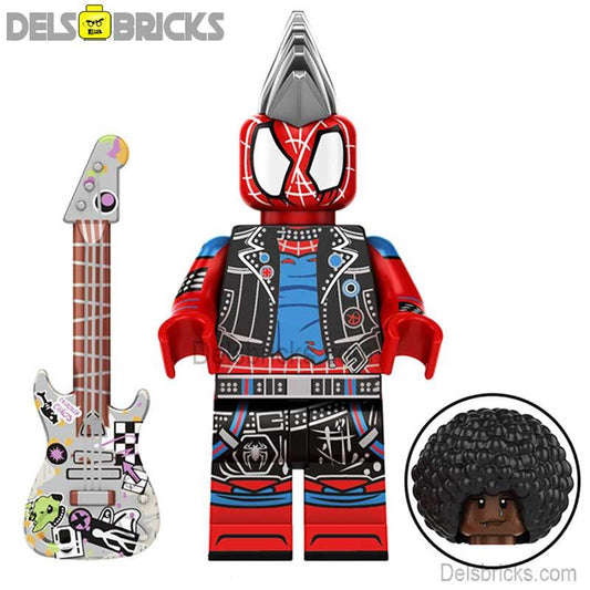 Punk Spider - Man Spider - verse Lego Marvel Minifigures Custom Toys - DelsBricks MinifiguresSpiderman Lego MinifiguresDelsBricks MinifiguresDelsbricks.com