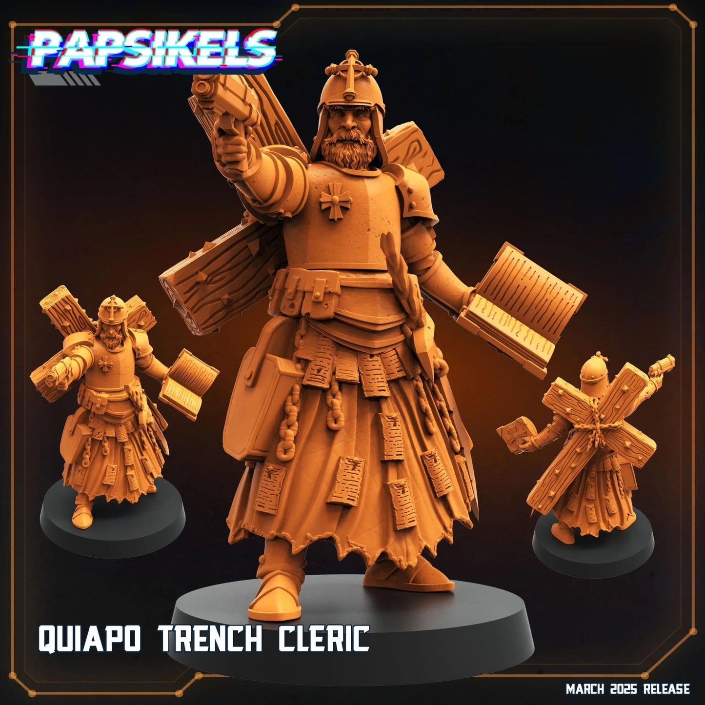 Quiapo Trench Cleric by Papsikels Miniature, 40mm Miniature, 32mm Scale, War Gaming, Proxy for Trench Crusade, Table top gaming - DelsBricks Toys & CollectiblesResin Printed MiniatureDelsBricks Toys & CollectiblesMega Diamonds & Schwartzreiter Mini Forge