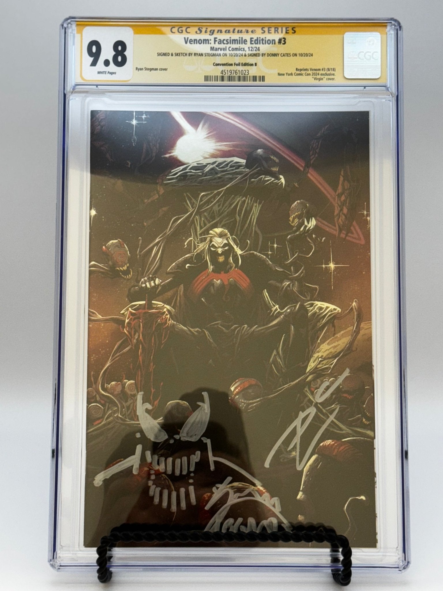[REMARK | SIGNED DONNY CATES | RYAN STEGMAN][FOIL] VENOM 3 UNKNOWN COMICS EXCLUSIVE FACSIMILE STEGMAN VIRGIN NYCC VAR [CGC 9.8 YELLOW LABEL][IN STOCK] - DelsBricks Toys & CollectiblesSIGNED COA COMIC BOOKDelsBricks Toys & CollectiblesUnknown Comic Books
