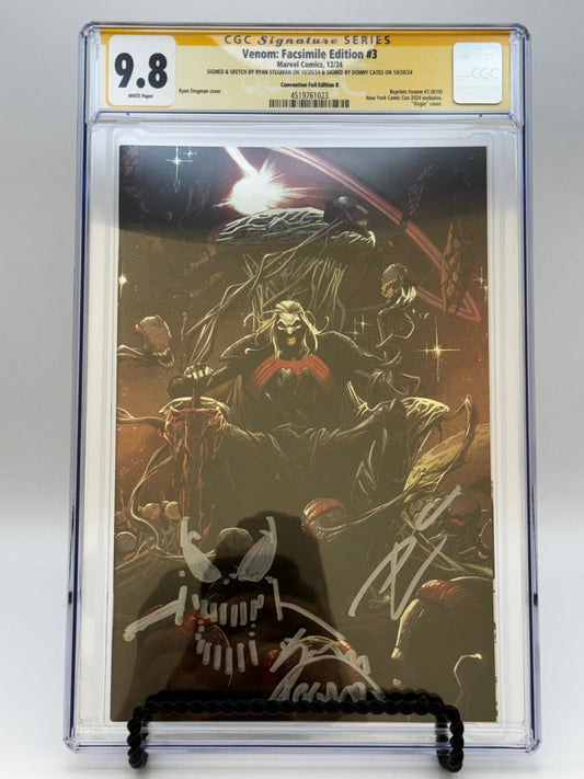 [REMARK | SIGNED DONNY CATES | RYAN STEGMAN][FOIL] VENOM 3 UNKNOWN COMICS EXCLUSIVE FACSIMILE STEGMAN VIRGIN NYCC VAR [CGC 9.8 YELLOW LABEL][IN STOCK] - DelsBricks Toys & CollectiblesSIGNED COA COMIC BOOKDelsBricks Toys & CollectiblesUnknown Comic Books