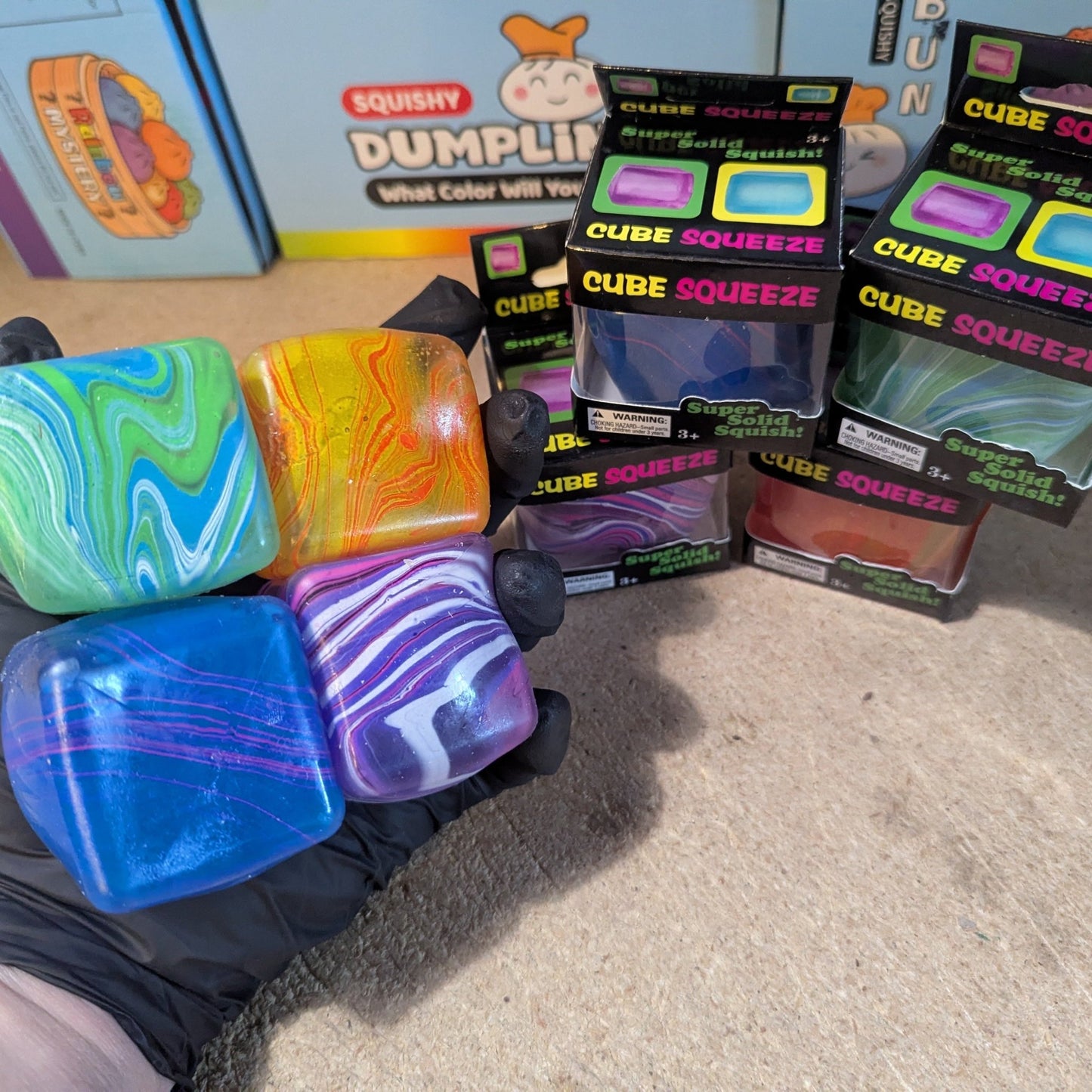 Set of Four Versus Swirl Squeeze Cubes (Super Slow - Rising Squish) - DelsBricks Toys & CollectiblesDelsBricks Toys & CollectiblesRalphie's Funhouse