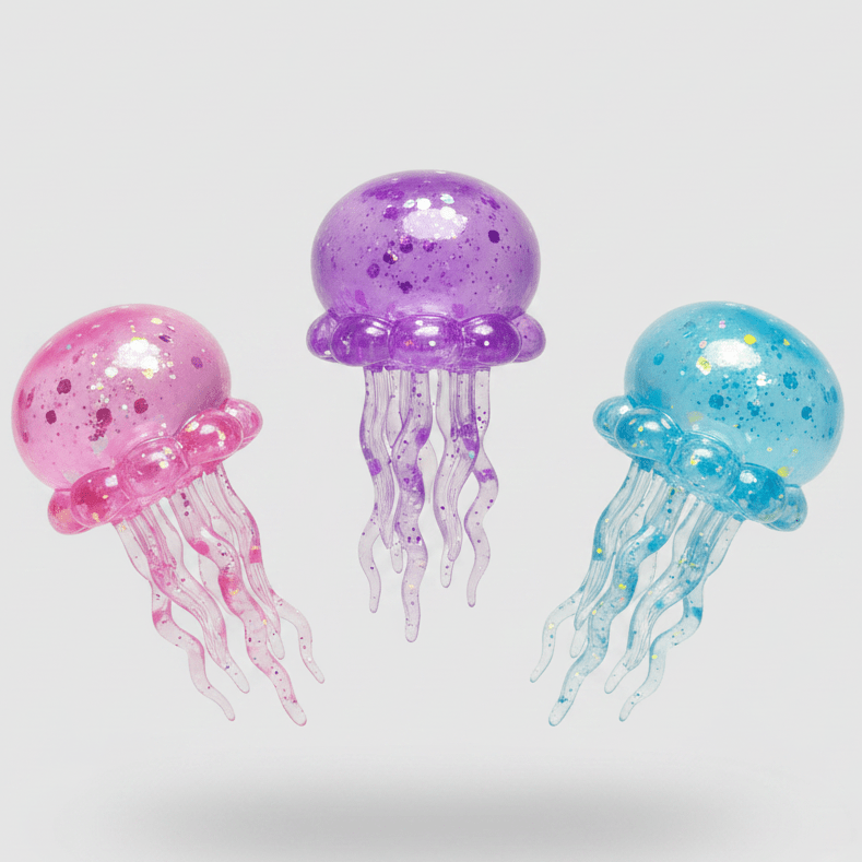 Set of Three Jellyfish with Tentacles (Slow - Rising Squish) - DelsBricks Toys & CollectiblesDelsBricks Toys & CollectiblesRalphie's Funhouse