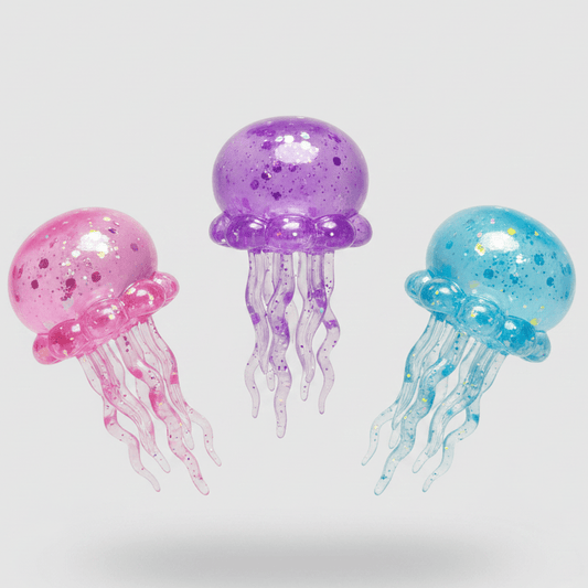 Set of Three Jellyfish with Tentacles (Slow - Rising Squish) - DelsBricks Toys & CollectiblesDelsBricks Toys & CollectiblesRalphie's Funhouse