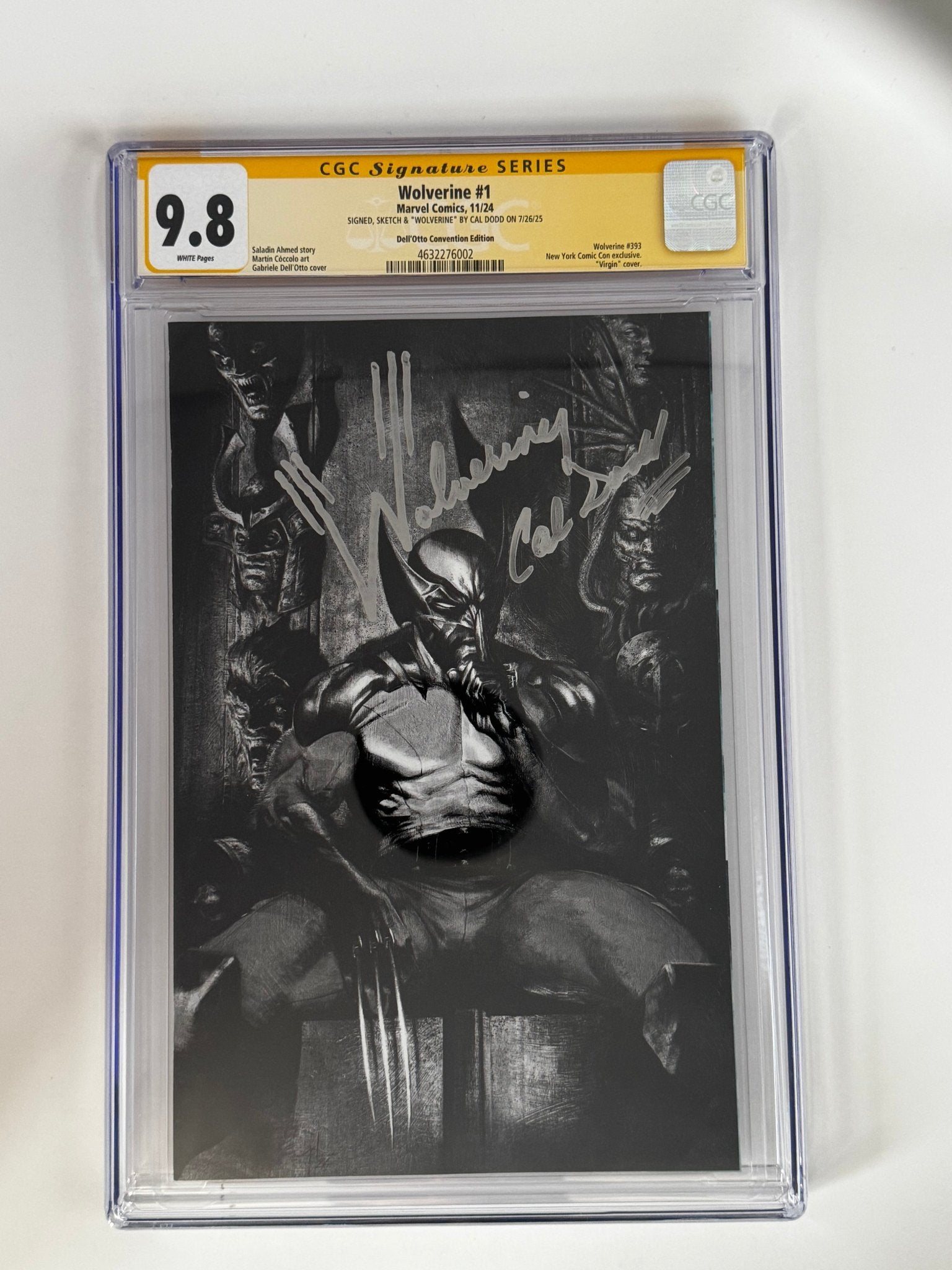 [Signed by Cal Dodd] Wolverine 1 CGC 9.8 Yellow Label Dell'Otto Exclusive NYCC B&W Var - DelsBricks Toys & CollectiblesCOMIC BOOKDelsBricks Toys & CollectiblesUnknown Comic Books