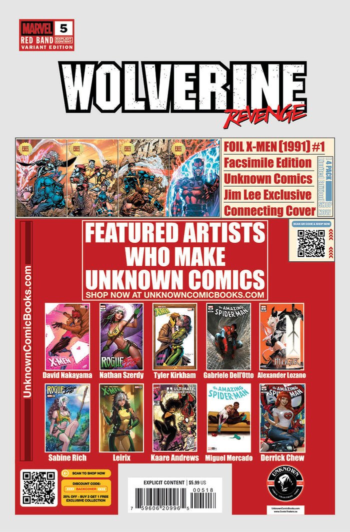 [Signed by Hickman] Wolverine: Revenge - Red Band 5 Virgin Unknown Comics Kirkham Convention Exclusive Var Explicit Content [INST] - DelsBricks Toys & CollectiblesCOMIC BOOKDelsBricks Toys & CollectiblesUnknown Comic Books