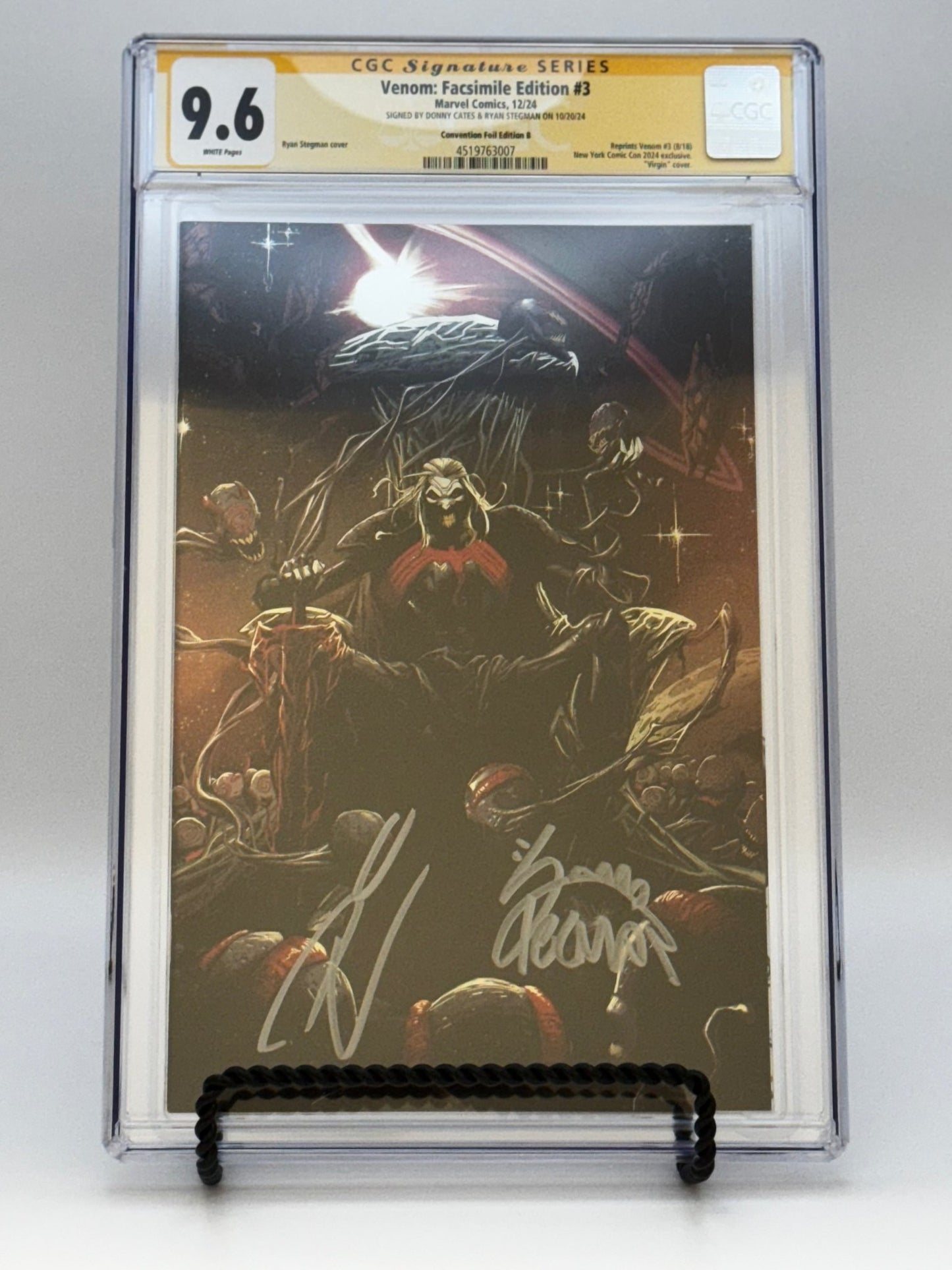 [SIGNED DONNY CATES | RYAN STEGMAN][FOIL] VENOM 3 UNKNOWN COMICS EXCLUSIVE FACSIMILE STEGMAN VIRGIN NYCC VAR [CGC 9.6 YELLOW LABEL][IN STOCK] - DelsBricks Toys & CollectiblesSIGNED COA COMIC BOOKDelsBricks Toys & CollectiblesUnknown Comic Books