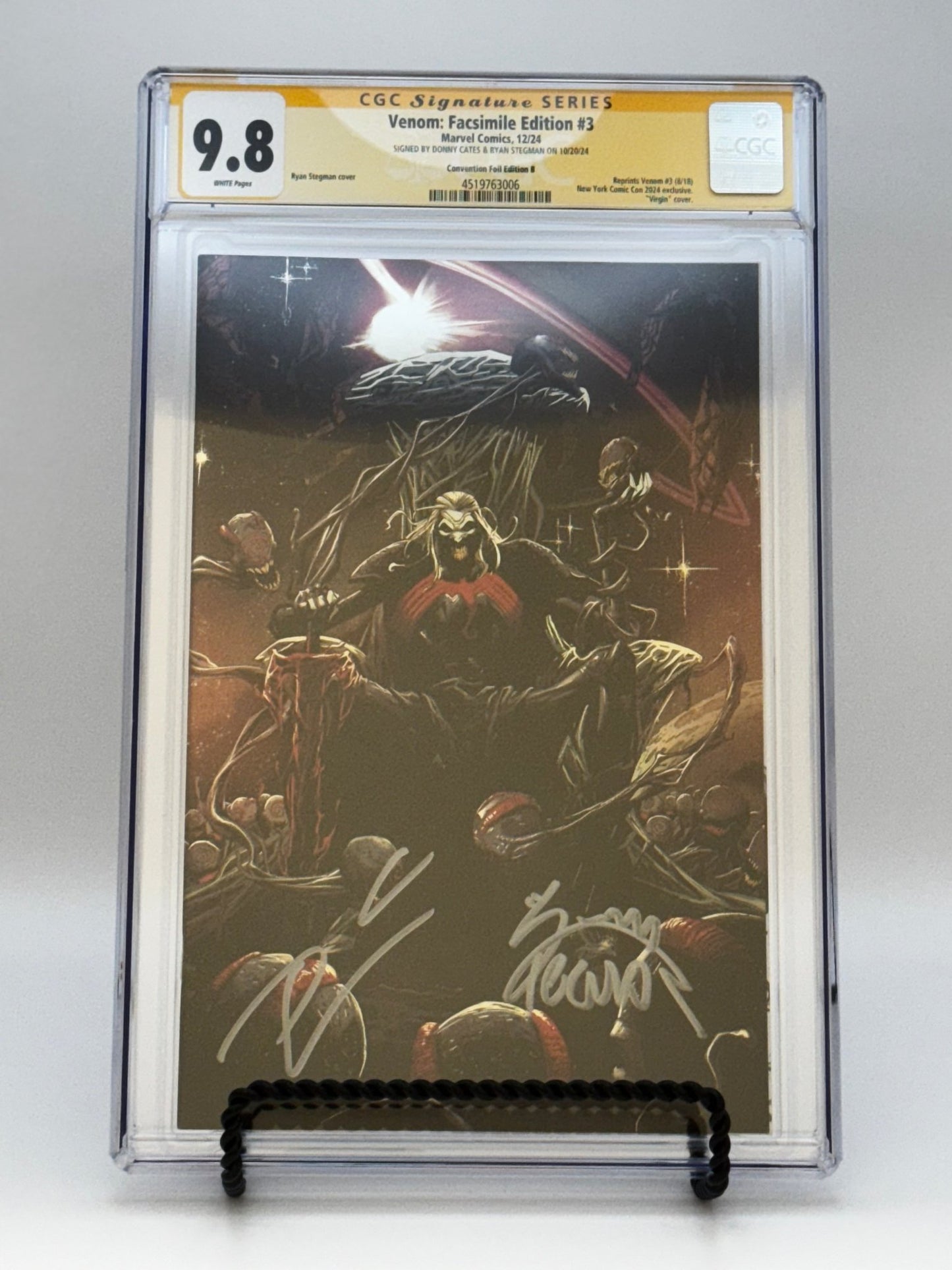 [SIGNED DONNY CATES | RYAN STEGMAN][FOIL] VENOM 3 UNKNOWN COMICS EXCLUSIVE FACSIMILE STEGMAN VIRGIN NYCC VAR [CGC 9.8 YELLOW LABEL][IN STOCK] - DelsBricks Toys & CollectiblesSIGNED COA COMIC BOOKDelsBricks Toys & CollectiblesUnknown Comic Books