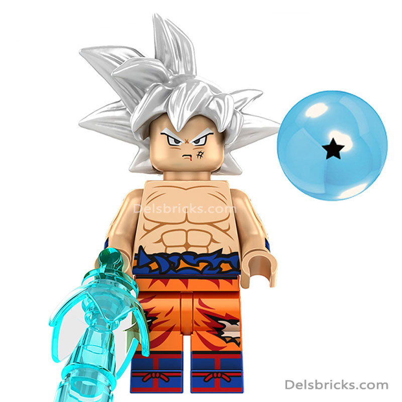 Goku Super Saiyan white Hair Dragon Ball Z Minifigures Delsbricks   
