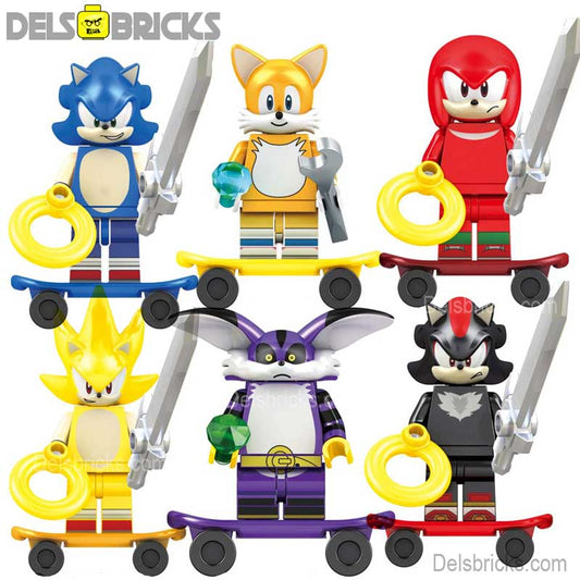 Sonic The Hedgehog Set of 6 Lego Minifigures Custom toys