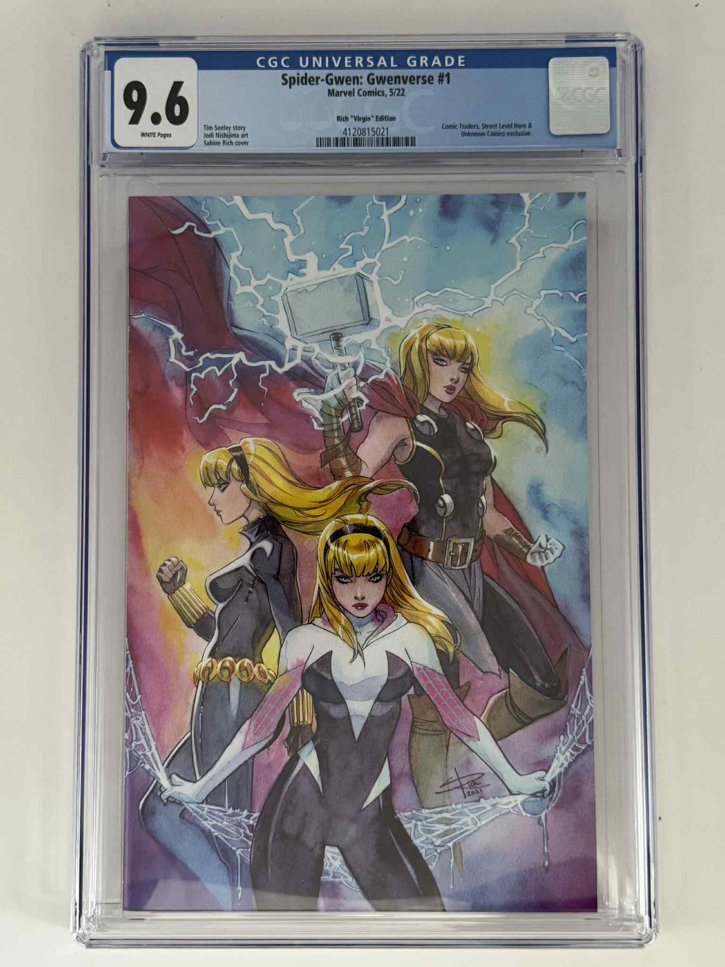 Spider - Gwen: Gwenverse 1 CGC 9.6 Blue Label Sabine Rich Exclusive Var - DelsBricks Toys & CollectiblesCOMIC BOOKDelsBricks Toys & CollectiblesUnknown Comic Books