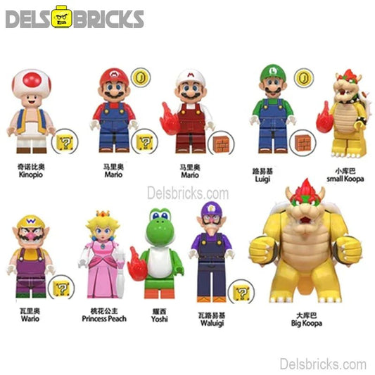 Super Mario Brothers Movie Set of 10 Lego Minifigures Custom Toys - DelsBricks MinifiguresMinifiguresDelsBricks MinifiguresDelsbricks