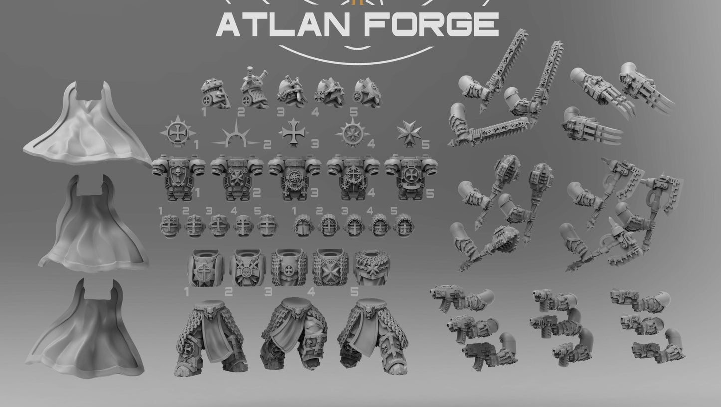 Templar Argenta by Atlan Forge – 5 - Man Modular Resin Printed Grimdark Squad (28/32mm) - DelsBricks Toys & CollectiblesResin Printed MiniatureDelsBricks Toys & CollectiblesMega Diamonds & Schwartzreiter Mini Forge