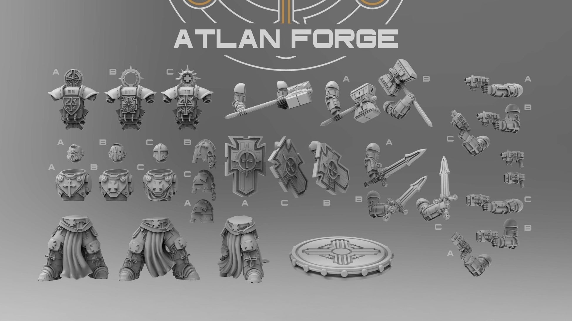 Templar Veterans by Atlan Forge – 3 - Man Modular Resin Printed Grimdark Squad (28/32mm) - DelsBricks Toys & CollectiblesResin Printed MiniatureDelsBricks Toys & CollectiblesMega Diamonds & Schwartzreiter Mini Forge
