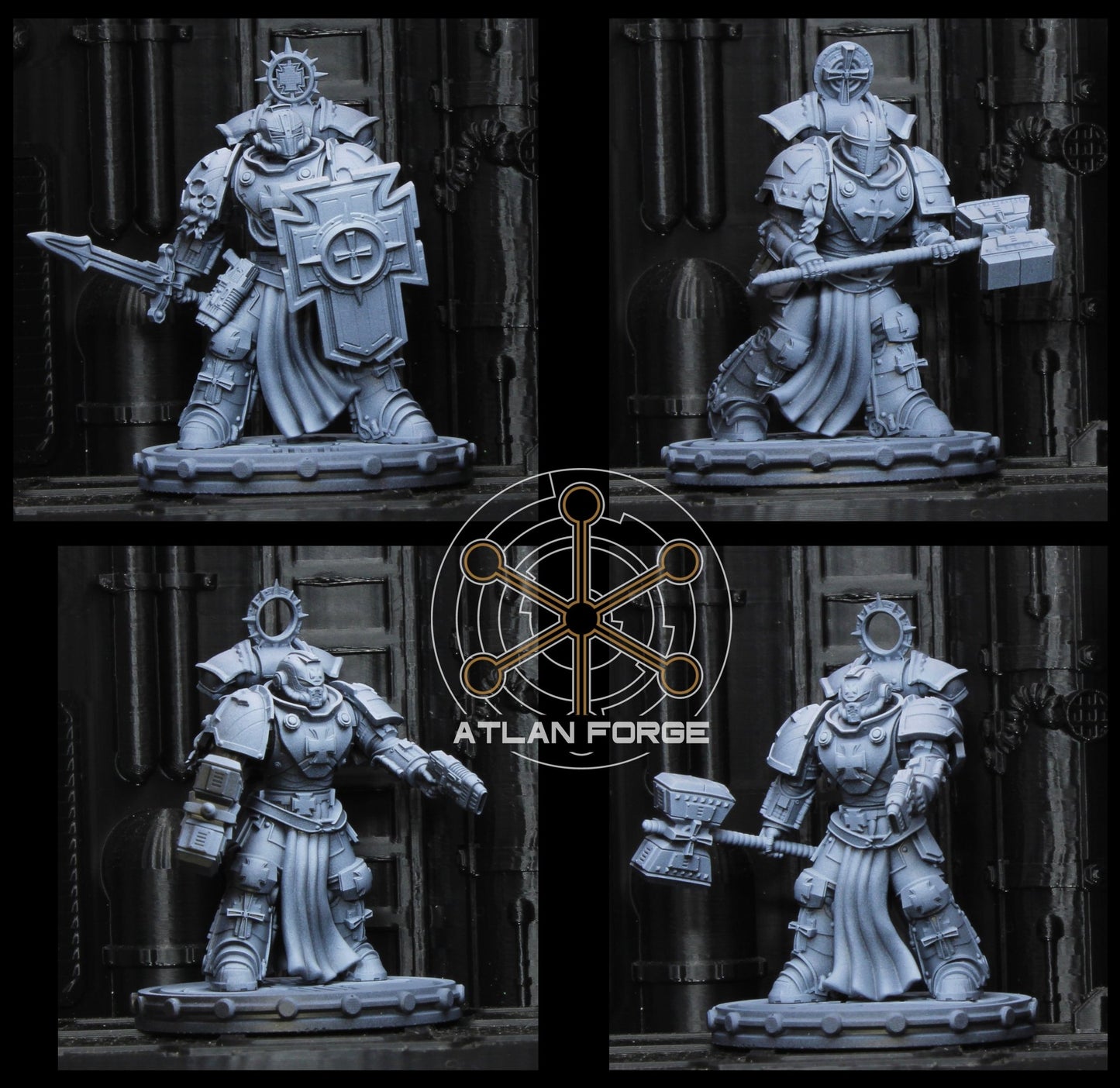 Templar Veterans by Atlan Forge – 3 - Man Modular Resin Printed Grimdark Squad (28/32mm) - DelsBricks Toys & CollectiblesResin Printed MiniatureDelsBricks Toys & CollectiblesMega Diamonds & Schwartzreiter Mini Forge