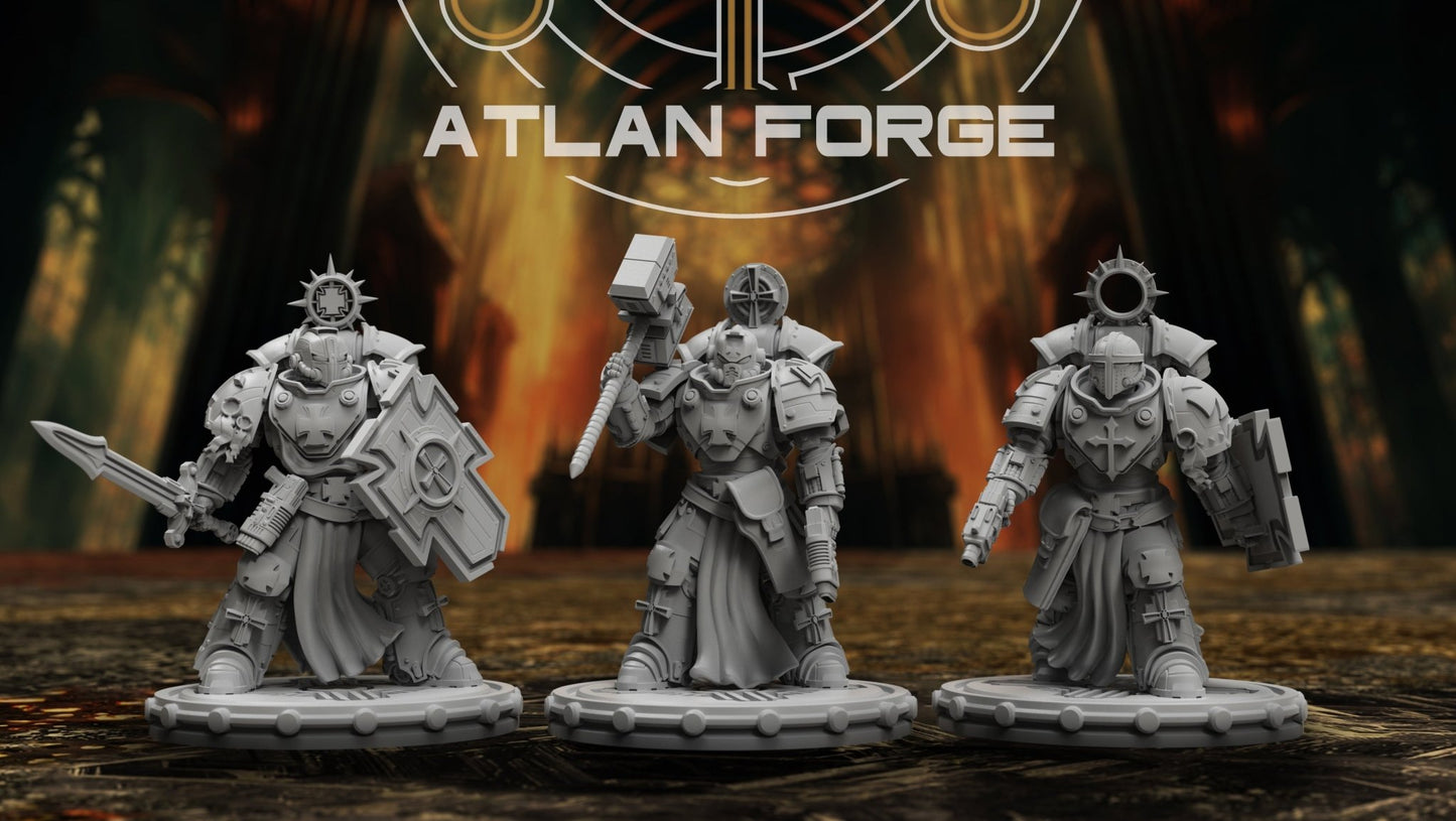 Templar Veterans by Atlan Forge – 3 - Man Modular Resin Printed Grimdark Squad (28/32mm) - DelsBricks Toys & CollectiblesResin Printed MiniatureDelsBricks Toys & CollectiblesMega Diamonds & Schwartzreiter Mini Forge