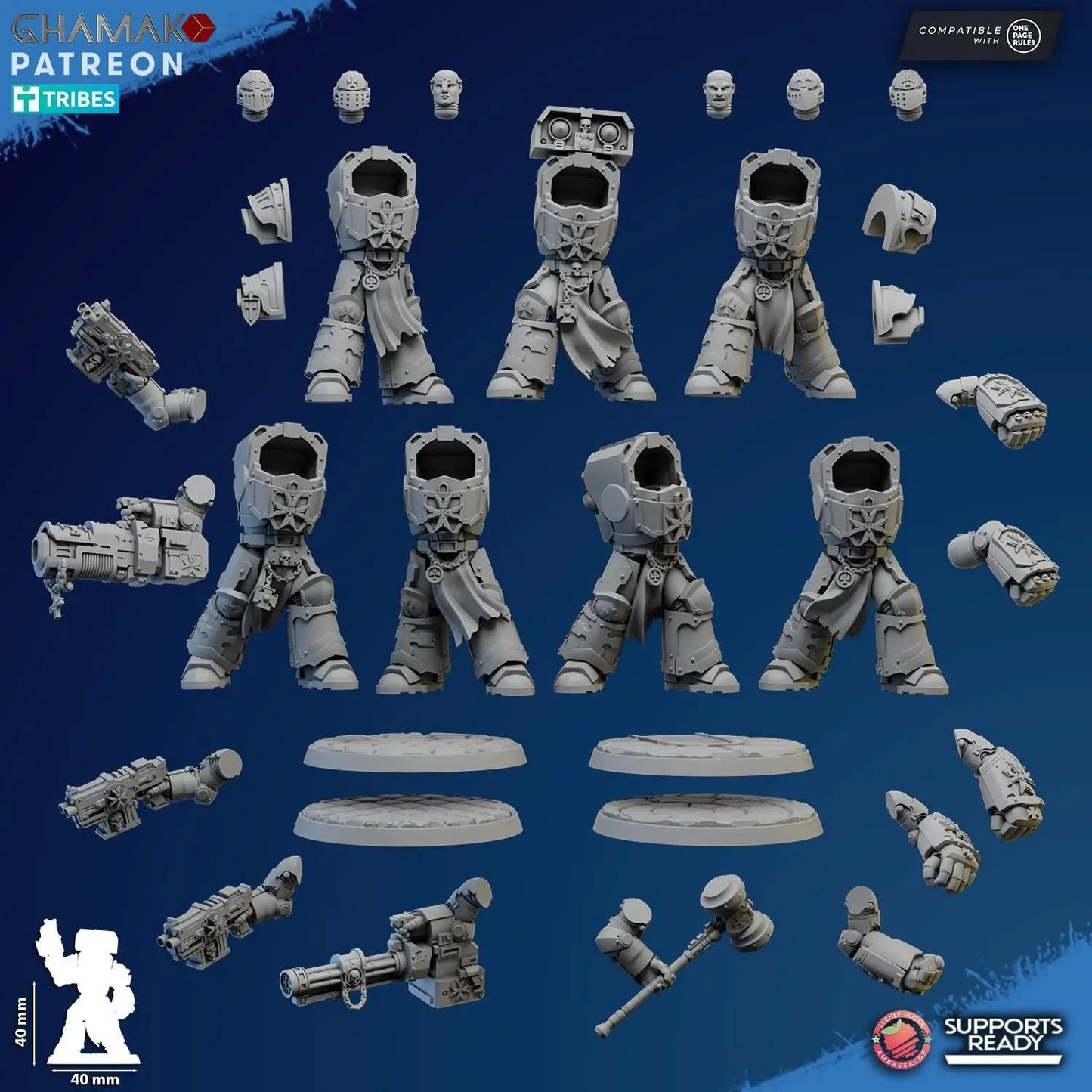 Temple Ranged Exterminators by Ghamak Sci - fi 28/32mm Heroic Scale Miniature, 40mm tall, 7 Units - DelsBricks Toys & CollectiblesResin Printed MiniatureDelsBricks Toys & CollectiblesMega Diamonds & Schwartzreiter Mini Forge