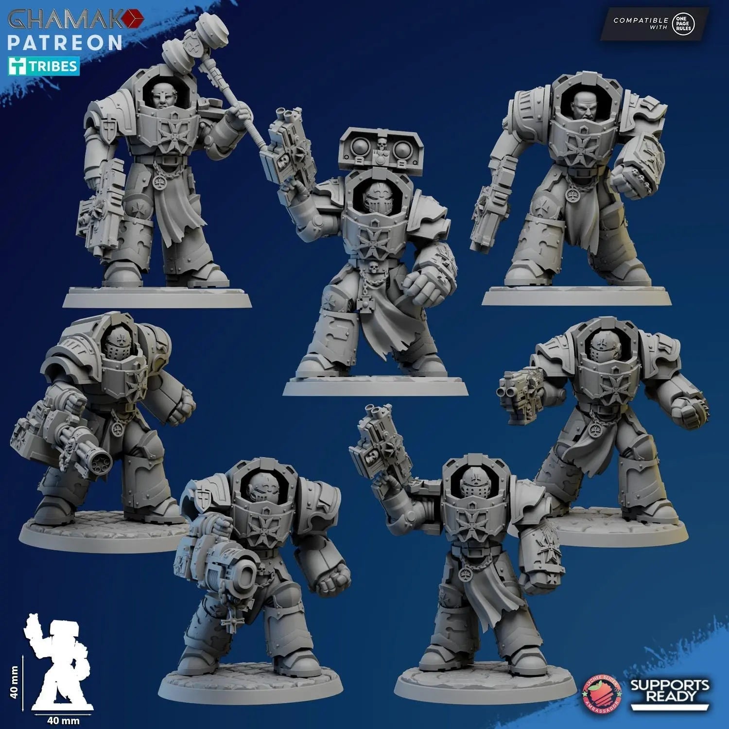 Temple Ranged Exterminators by Ghamak Sci - fi 28/32mm Heroic Scale Miniature, 40mm tall, 7 Units - DelsBricks Toys & CollectiblesResin Printed MiniatureDelsBricks Toys & CollectiblesMega Diamonds & Schwartzreiter Mini Forge