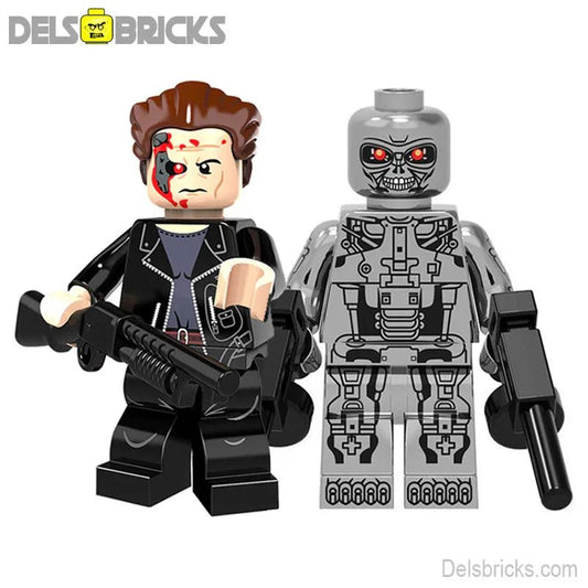 Terminator T - 800 Set of 2 Lego custom Minifigures Custom toys - DelsBricks MinifiguresMinifiguresDelsBricks MinifiguresDelsbricks