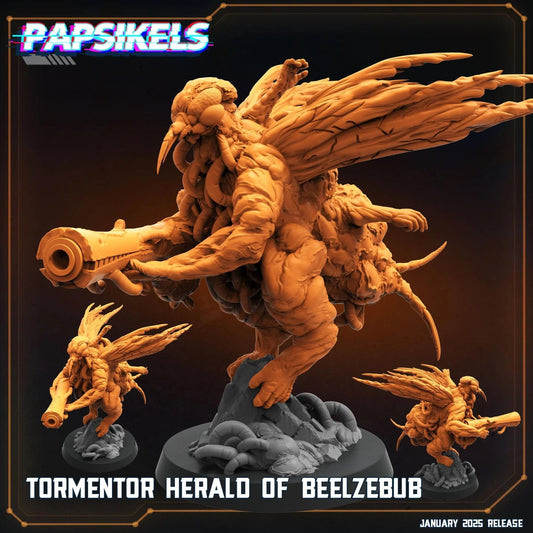 TORMENTOR HERALD Of BEELZEBUB by Papsikels Miniature, 100m tall Miniature, 32mm Scale, War Gaming, Proxy for Trench Crusade - DelsBricks Toys & CollectiblesResin Printed MiniatureDelsBricks Toys & CollectiblesMega Diamonds & Schwartzreiter Mini Forge