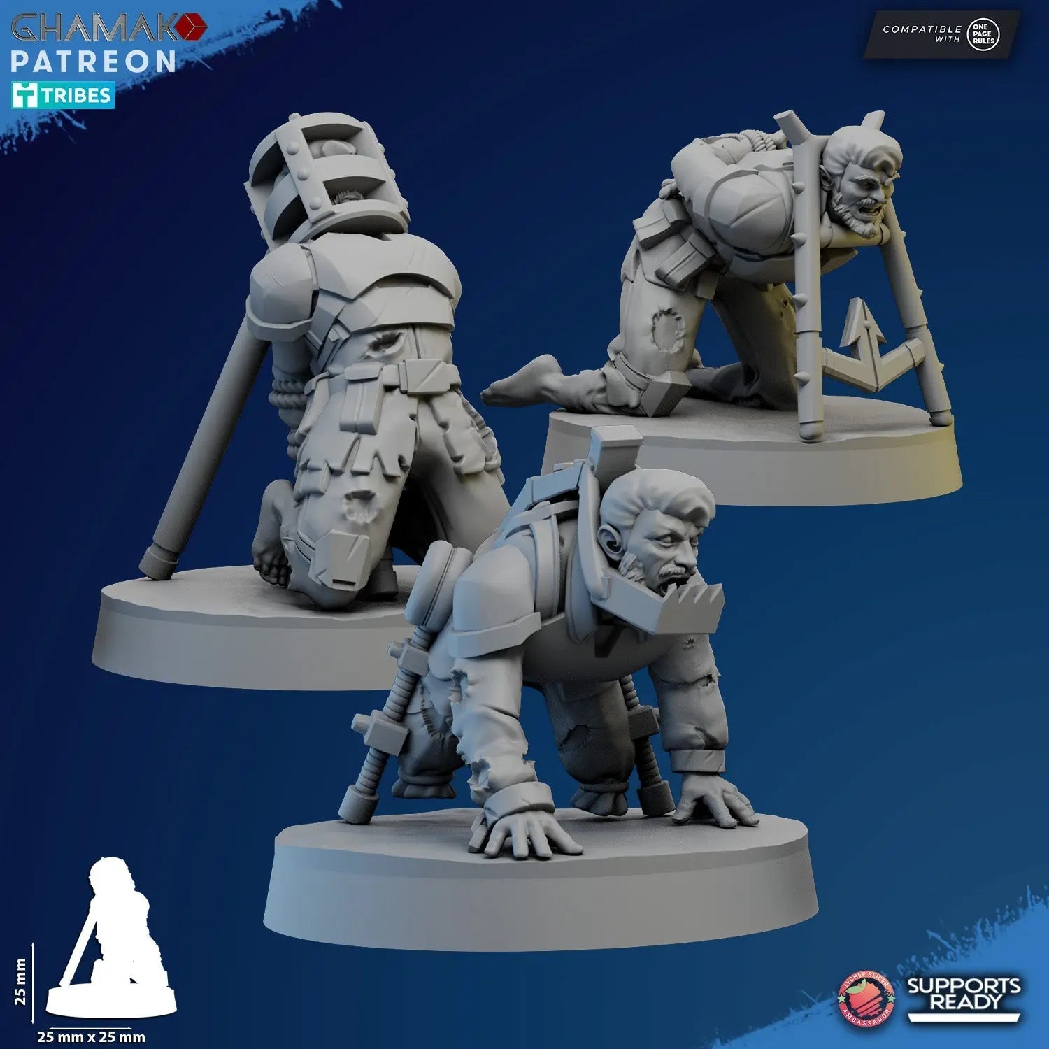 Tortured Prisoners and Torturer by Ghamak, 28/32mm Heroic Scale Miniature, 32mm tall, 4 Units - DelsBricks Toys & CollectiblesResin Printed MiniatureDelsBricks Toys & CollectiblesMega Diamonds & Schwartzreiter Mini Forge