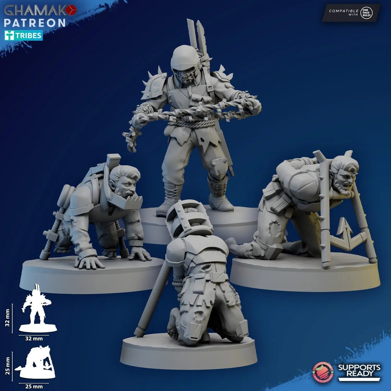 Tortured Prisoners and Torturer by Ghamak, 28/32mm Heroic Scale Miniature, 32mm tall, 4 Units - DelsBricks Toys & CollectiblesResin Printed MiniatureDelsBricks Toys & CollectiblesMega Diamonds & Schwartzreiter Mini Forge