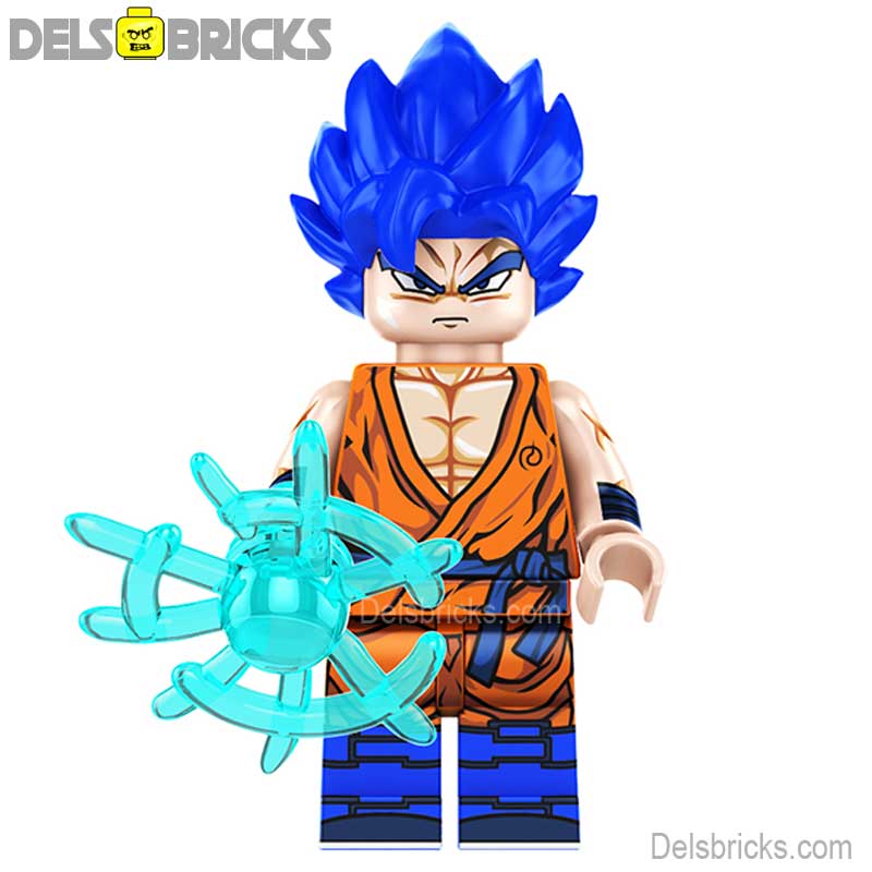 Goku Long Blue Hair Dragon Ball Z Super Lego Minifigures Anime Custom Toys