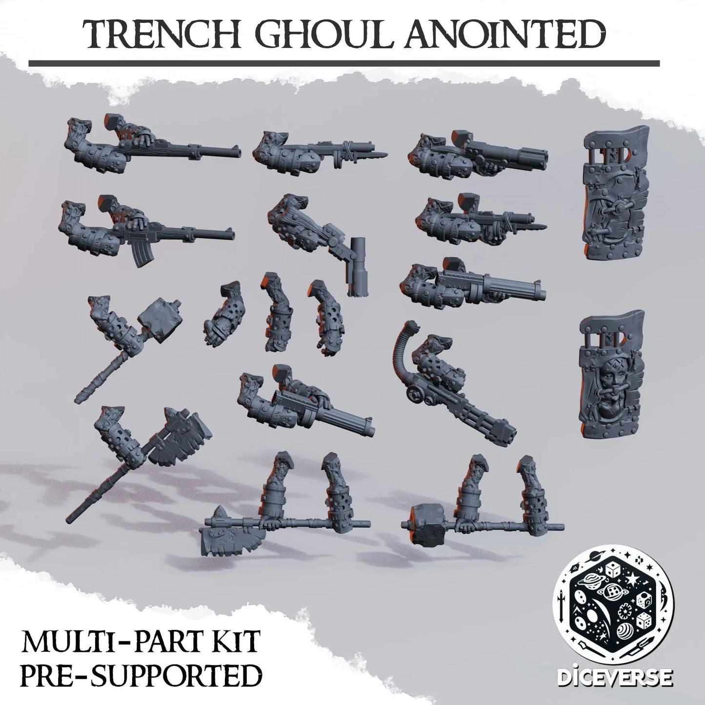 Trench Ghoul Anointed by Diceverse, 28/32mm scale miniature, 60mm Tall, Trench Crusade Proxy - DelsBricks Toys & CollectiblesResin Printed MiniatureDelsBricks Toys & CollectiblesMega Diamonds & Schwartzreiter Mini Forge