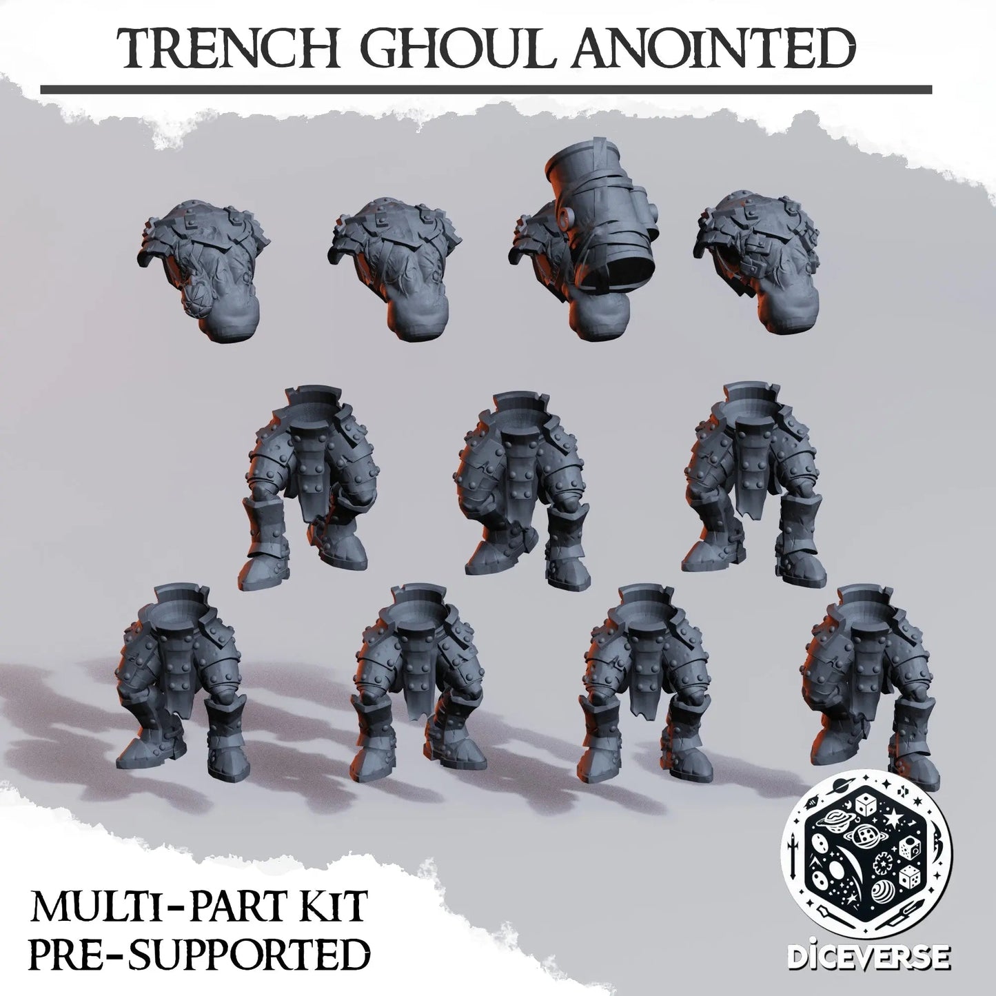 Trench Ghoul Anointed by Diceverse, 28/32mm scale miniature, 60mm Tall, Trench Crusade Proxy - DelsBricks Toys & CollectiblesResin Printed MiniatureDelsBricks Toys & CollectiblesMega Diamonds & Schwartzreiter Mini Forge